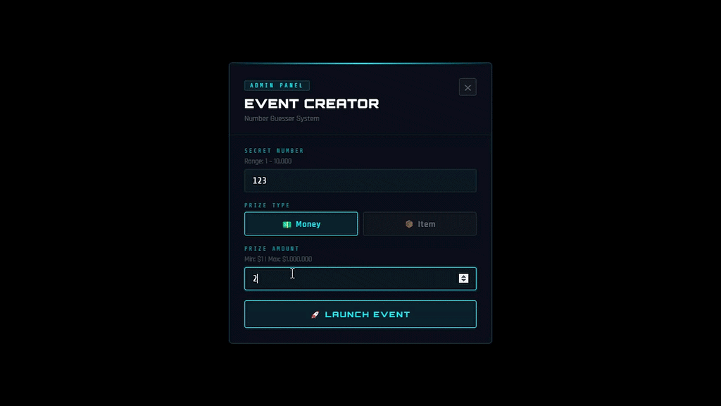 Number guesser event creator [PAID]