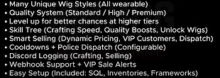 :haircut_woman: Advanced Wigs Crafting Script + Skills System | Wearable Wigs Included thumbnail 6
