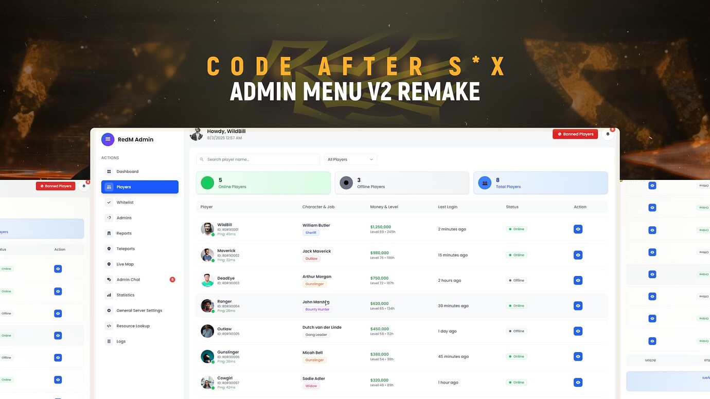Premium Admin Menu & Report, Whitelist, Livemap & more | CAS - RedM ...