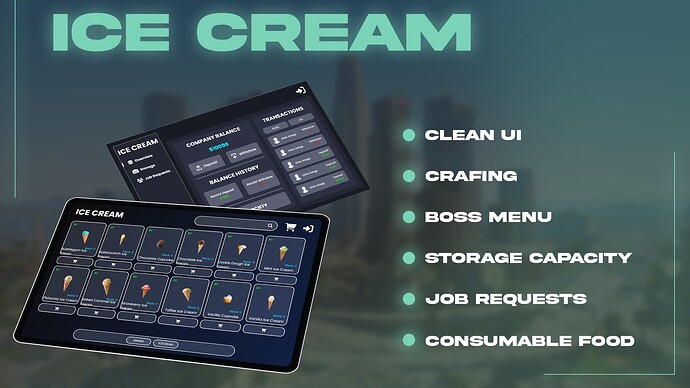 [Release] [ESX]/[QB] Ice Cream V2 | Crafting + Ingredients + Stock + Boss Menu + Storage + Job Requests | Thumbnail