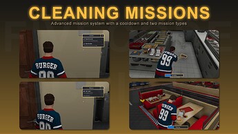 FiveM Burger Shot Job - Cleaning Missions - Advanced mission system with a cooldown and two mission types