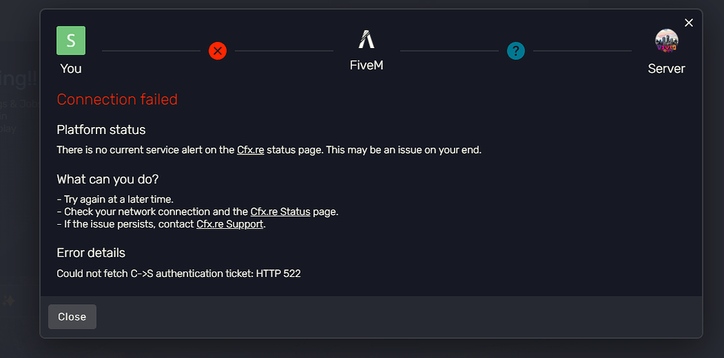 Connect Failed Everytime - FiveM Client Support - Cfx Forum