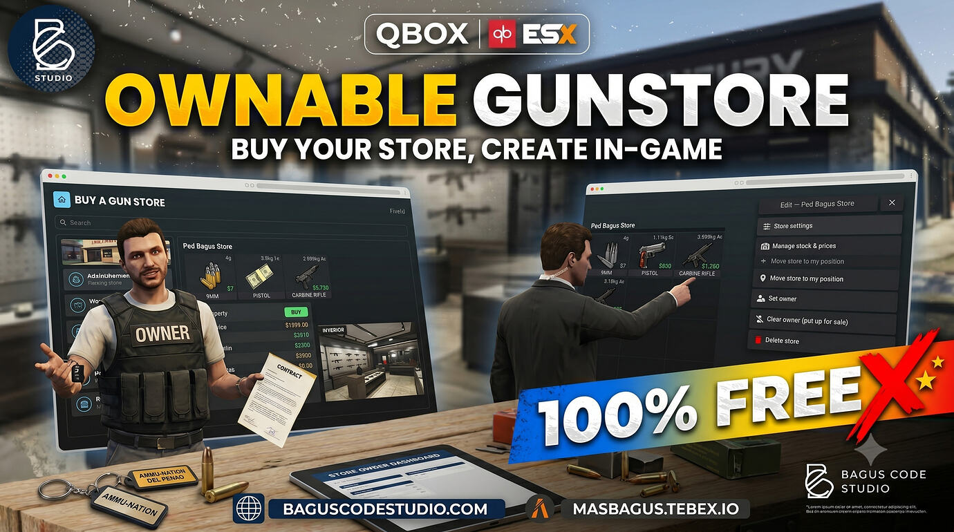 [FREE] Ownable Gunstore [ESX/QB/QBX]