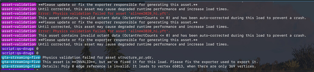 Error: Physics validation failed for asset - Resource Support - Cfx Forum