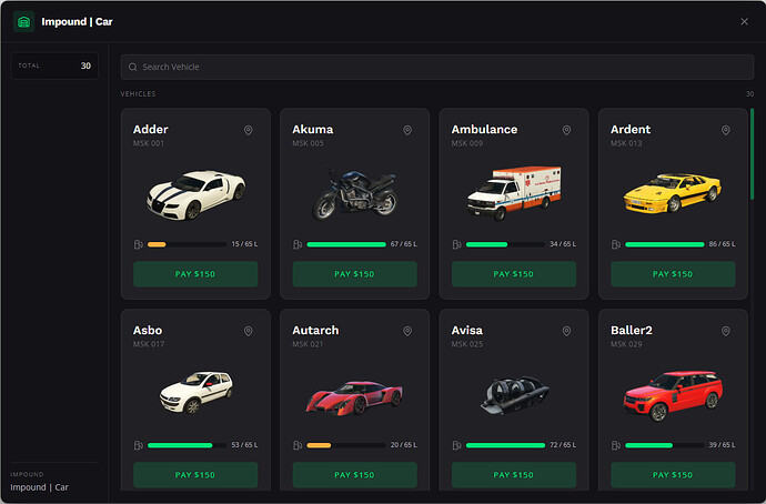 Impound UI