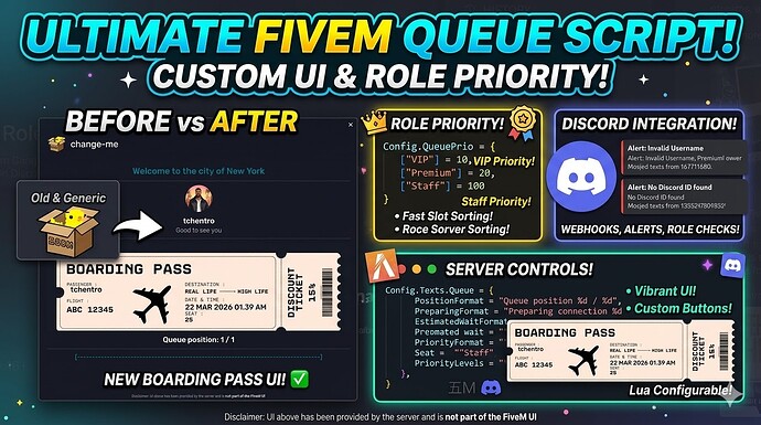 Advanced Discord Queue with Boarding Pass UI