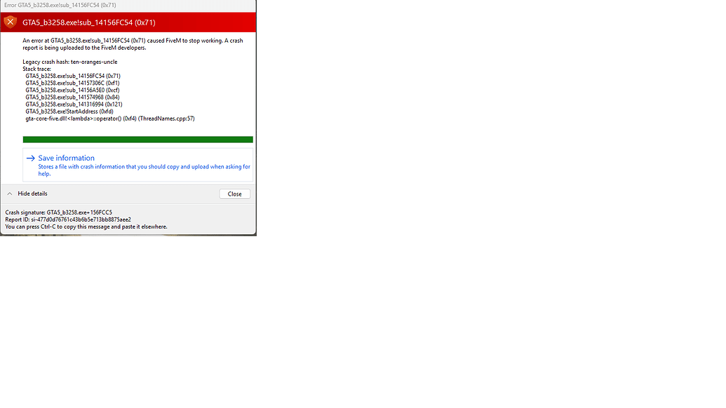 Game crash - FiveM Client Support - Cfx.re Community
