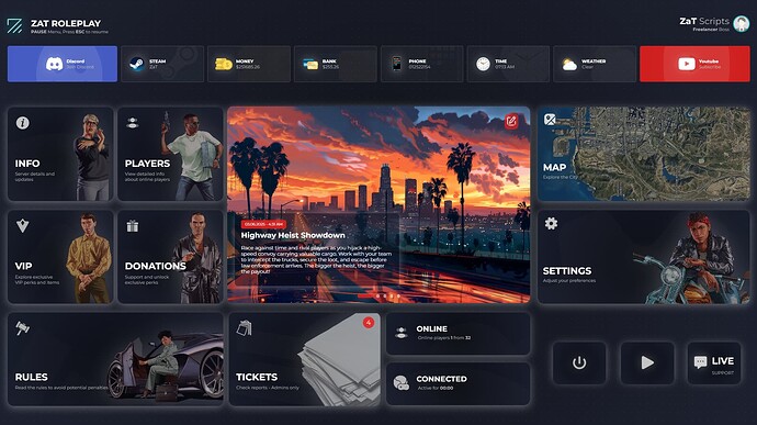 [ZaT-SCRIPTS][QBCore/ESX] PAUSE MENU thumbnail 2