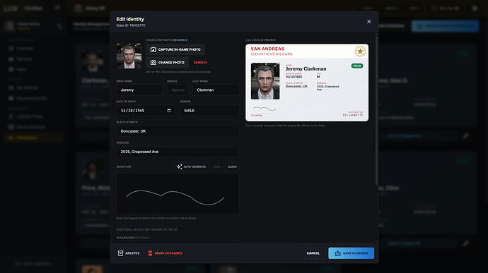 Fig. 1: Character creation menu