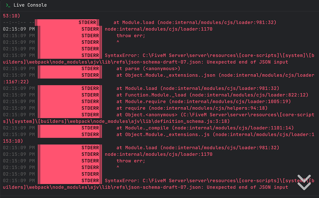 SyntaxError - Unexpected end of JSON input - Server Discussion - Cfx Forum
