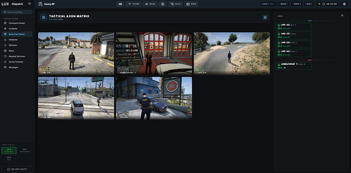 Fig. 18: Preview of live bodycam feeds for LEO & SAFR