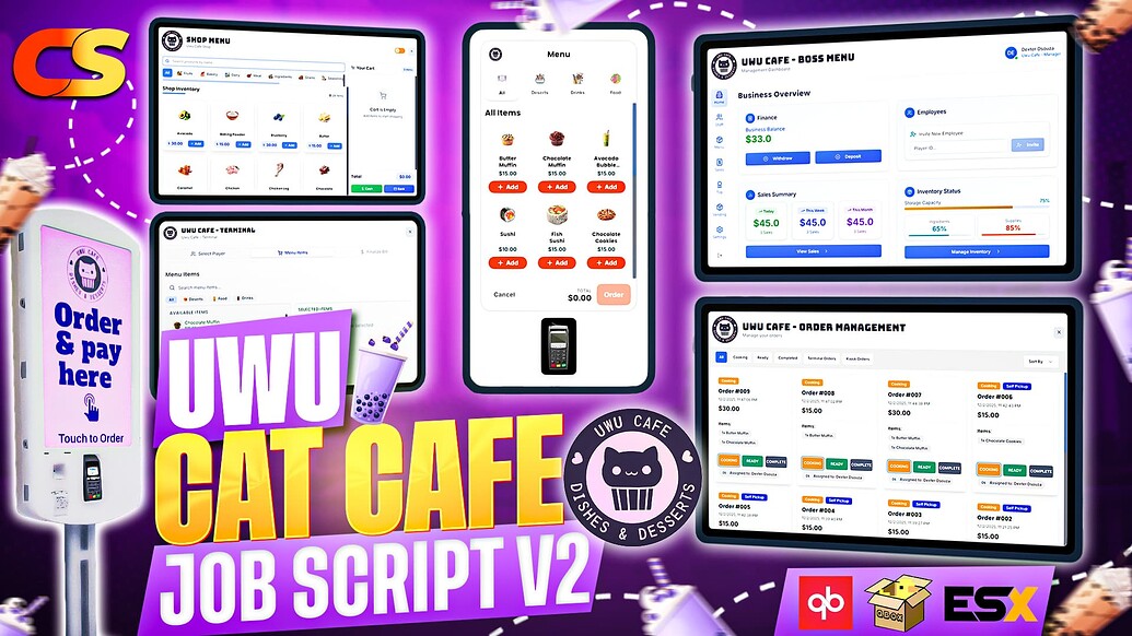 [QB ,QBOX, ESX] UWU CAFE JOB V2 SCRIPT - FiveM Releases - Cfx.re Community
