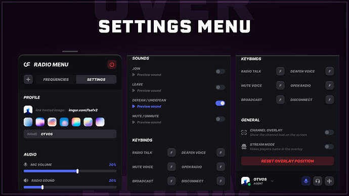 Overflow Radio - Settings Menu