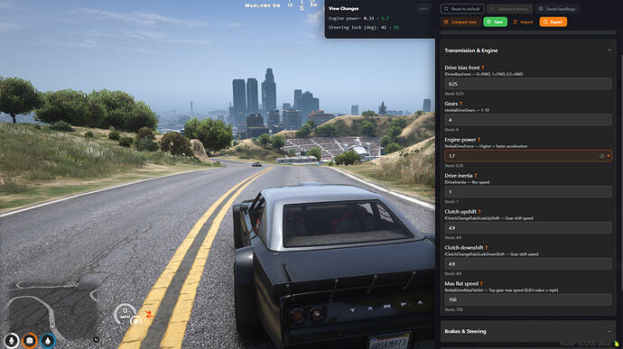 Handling Editor | Live In-Game Vehicle Handling | No Restart Needed