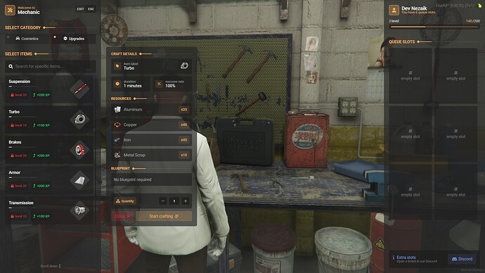 fivem crafting creator - mechanic craft