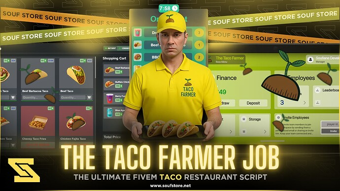 Taco Job Script 🌮 - The Ultimate FiveM Restaurant Owned Business - (QBCore, ESX, Qbox) Thumbnail