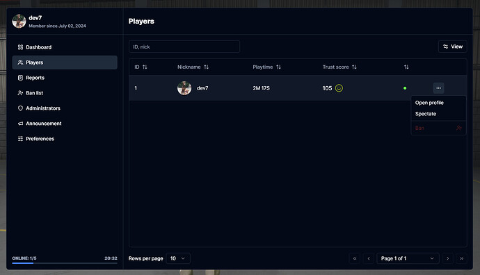 Player list