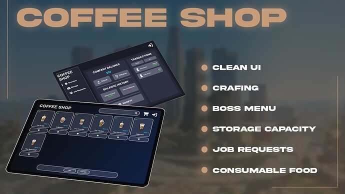 [Release] [ESX]/[QB] Coffee V2 | Crafting + Ingredients + Stock + Boss Menu + Storage + Job Requests | Thumbnail