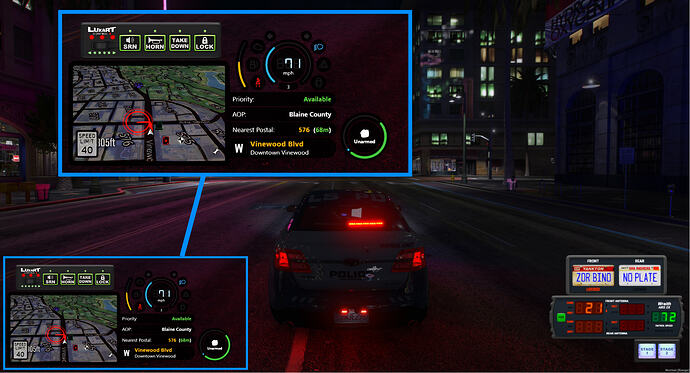 Fig. 15: On-duty unit's minimap with pursuit tracking GPS active