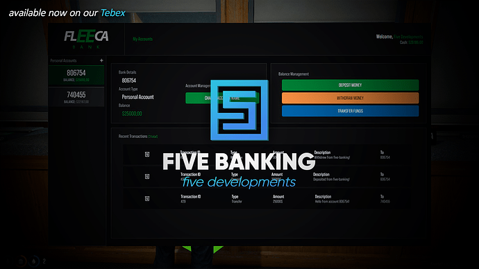 [QB / ESX] five-banking | Advanced banking system Thumbnail