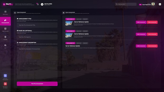 Pause Menu - Annoucements