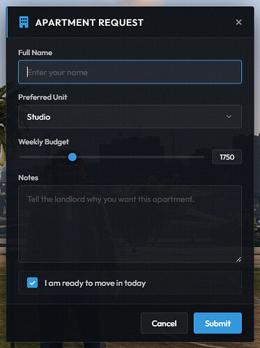 Mizu Interface - Input Menu