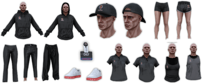 6x JACKETS 6X PANTS 1X HAT 1X SHOE