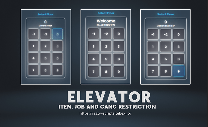 [QBCore / ESX ] Elevator UI - Including gang, job and item restriction. Thumbnail