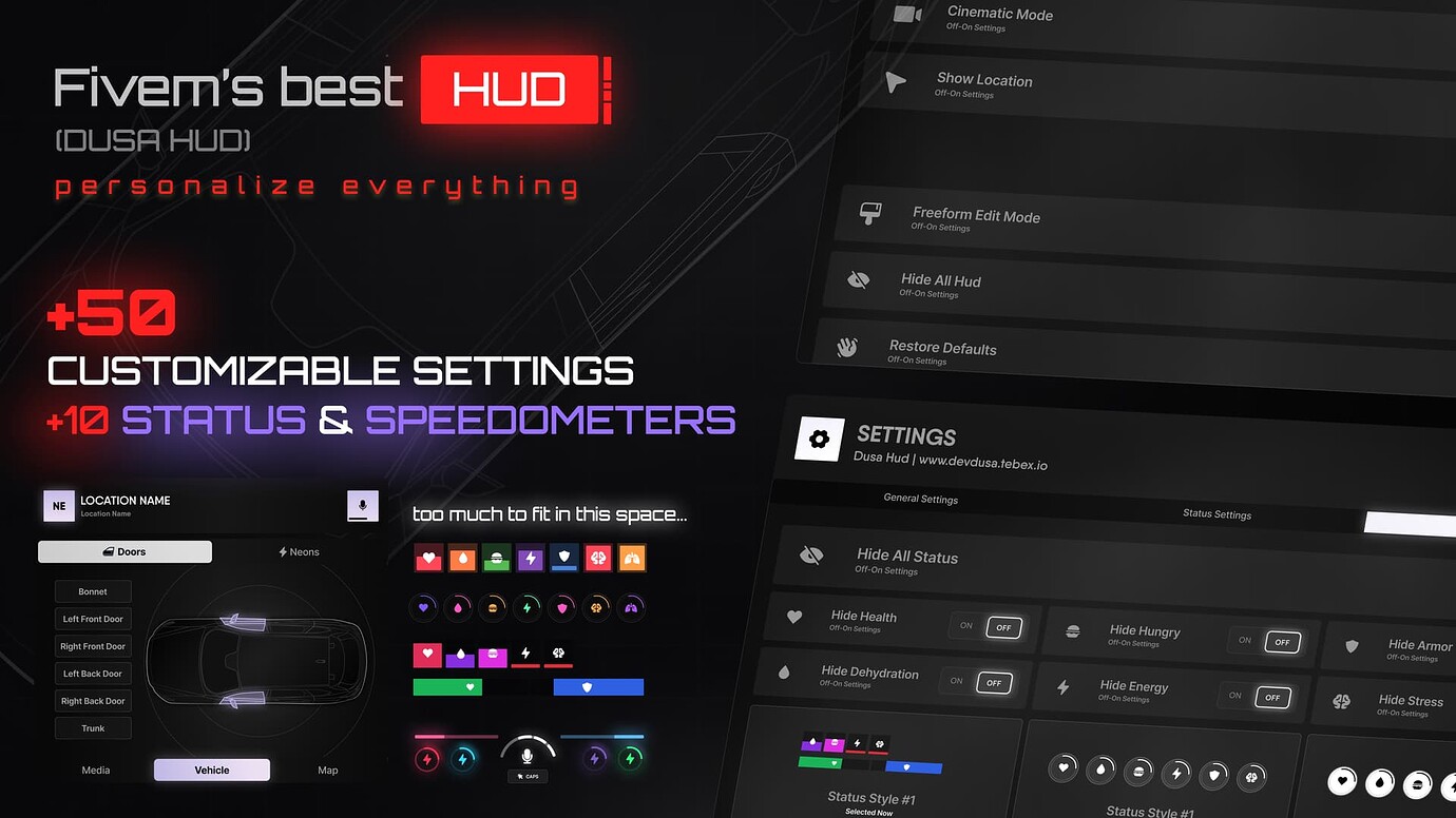 [NEW UPDATE] Dusa Advanced Hud | 10 Speedometer, 10 Status Hud, 8 ...