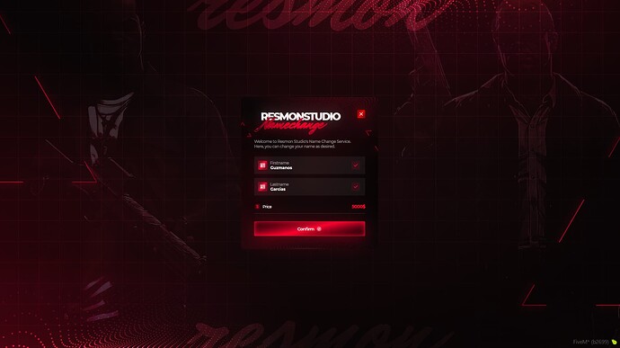 [ESX][QBCore] RS | Namechange UI: Free or Paid, Use it for Courts or New Player Entry  Thumbnail