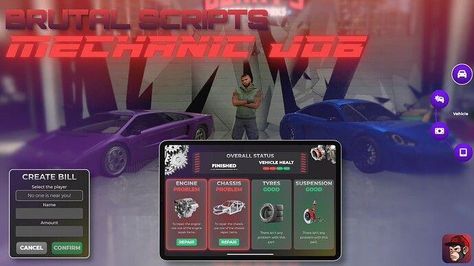 Mechanic Job [ESX / QBcore] Brutal Scripts Thumbnail