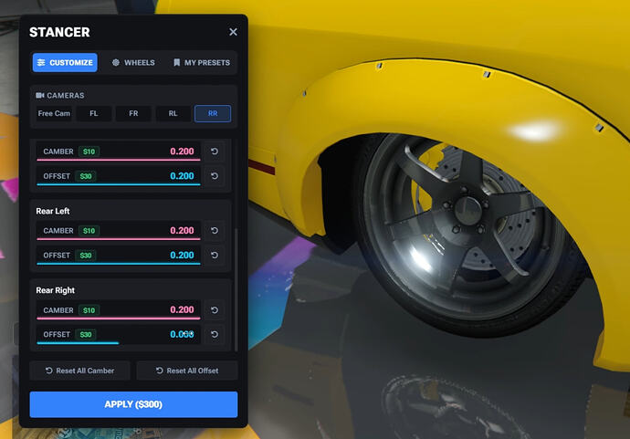 [Release] [ESX]/[QB] Wheels Stancer Script - Stance ANY Vehicle RealTime & Full Customization 2
