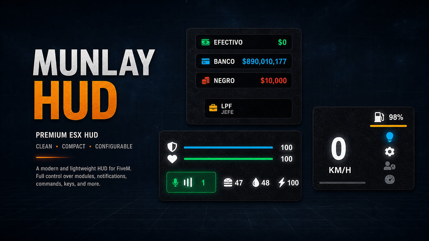 [PAID] Munlay HUD — Minimal & Clean HUD for ESX - FiveM Releases - Cfx ...