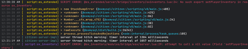 Oxlib script error - Discussion - Cfx Forum