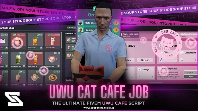 UwU Cat Café Restaurant Job 😻 - The Ultimate FiveM UwU Café Script! (QB/ESX/Qbox) Thumbnail