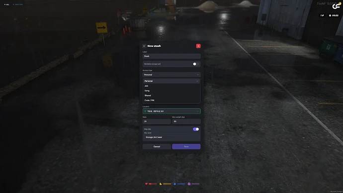 Restricted stash