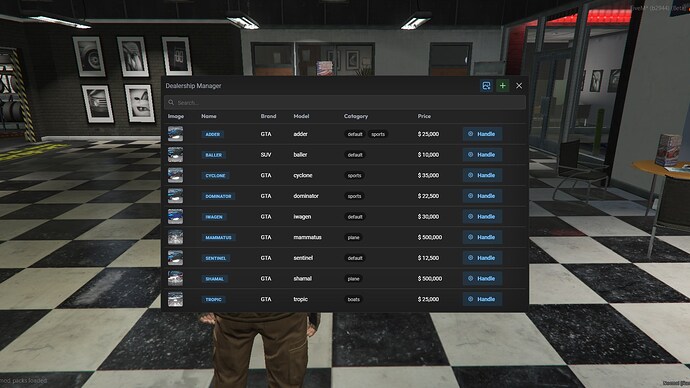 Dealership Admin Menu