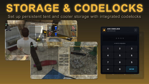 FiveM Camping Script - STORAGE & CODELOCKS - Set up persistent tent and cooler storage with integrated codelocks