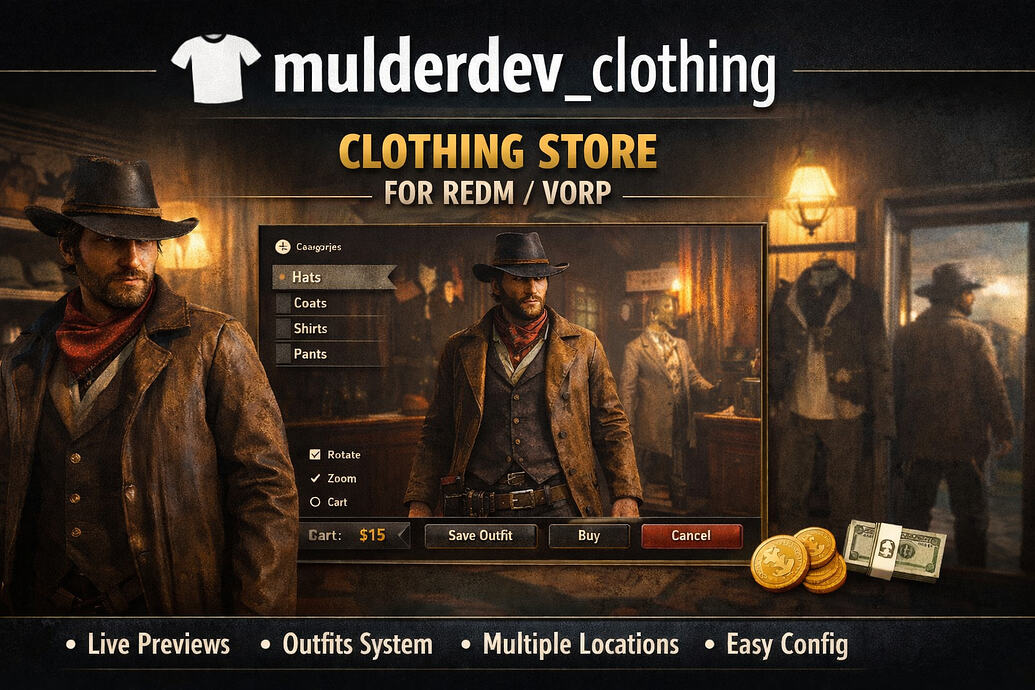 [PAID] MulderDev - Clothing Store [VORP] - RedM Releases - Cfx Forum