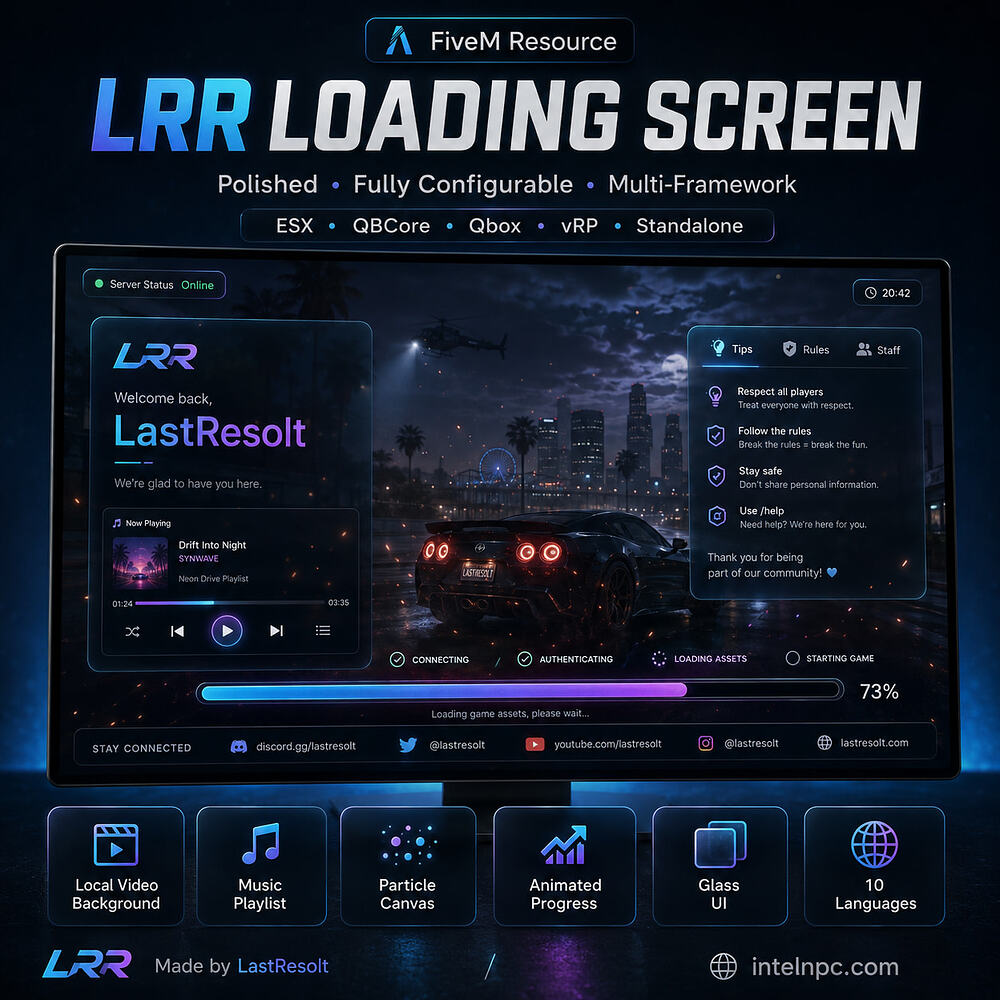 LR 加载界面：一个采用玻璃材质的加载界面，包含视频、粒子效果以及实时音乐