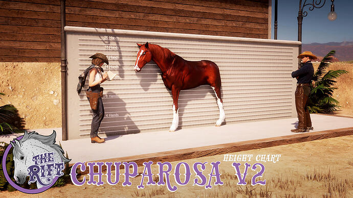 Horse measured at the Chuparosa V2 height chart on The Rift RedM Equestrian server