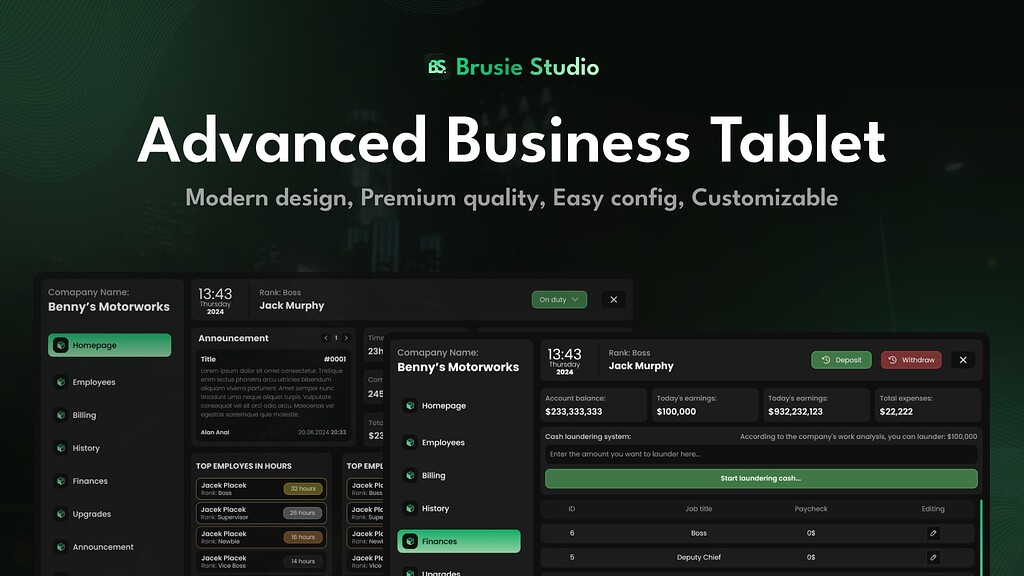 Advanced Business Tablet | [ESX/QBCORE/QBOX] [PAID] - FiveM Releases ...