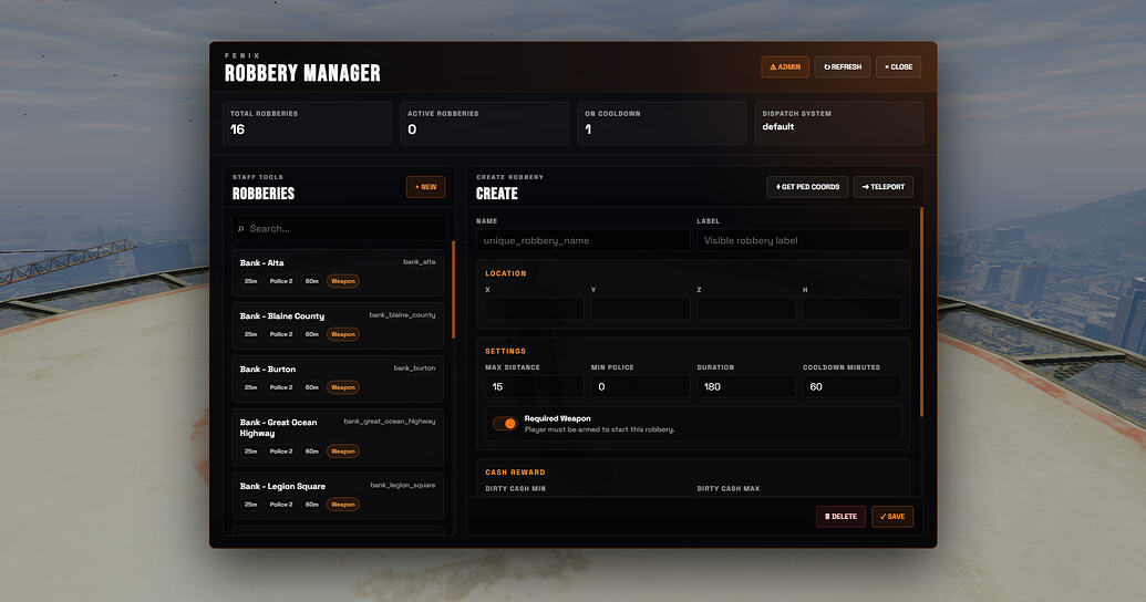 [FREE] Easy robbery creator for ESX/QB/QBOX