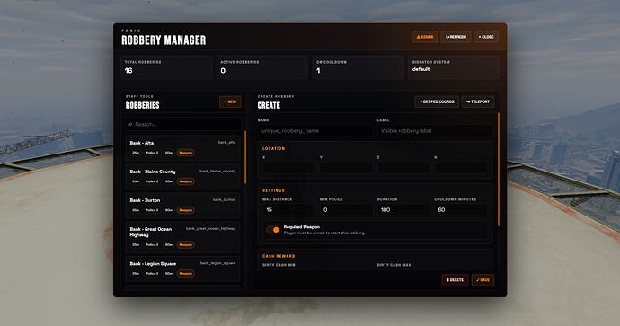 [FREE] Easy robbery creator for ESX/QB/QBOX