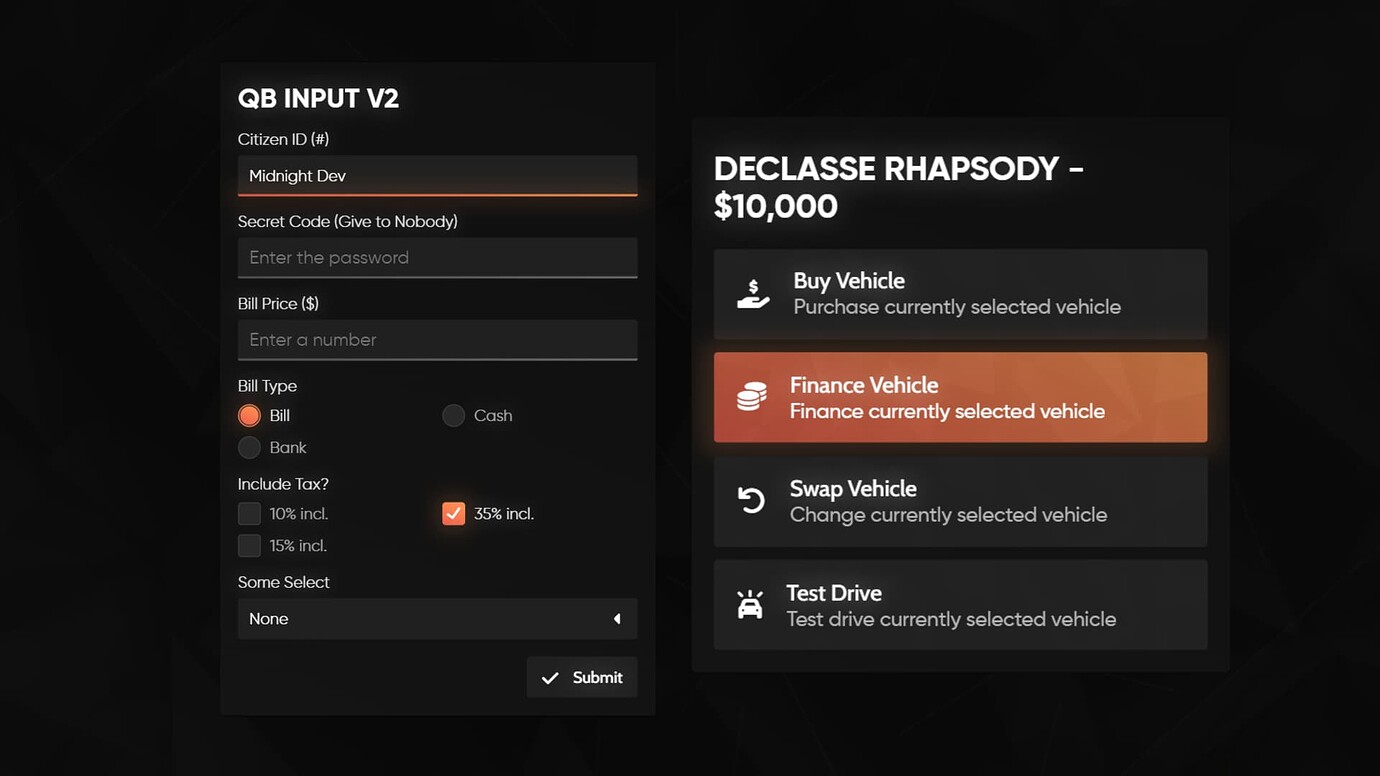 QB Menu/Input Overhaul [QBCore] | Midnight Menu Package V2 - FiveM ...