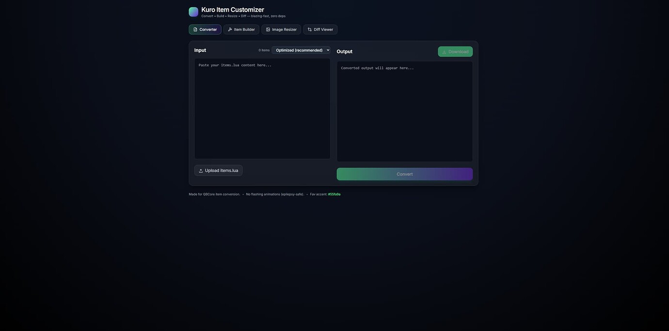 Item Lua Converter - Multi-Format Tool with Item Builder & Image ...