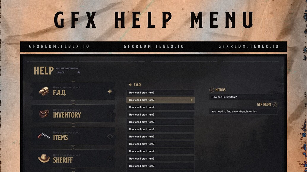 [PAID] Advanced REDM Help Guide Menu - RedM Releases - Cfx Forum