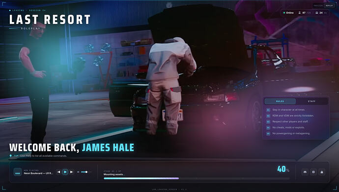 LR 加载界面：一个采用玻璃材质的加载界面，包含视频、粒子效果以及实时音乐