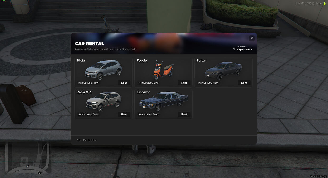 Car Rental - Player-owned rental businesses