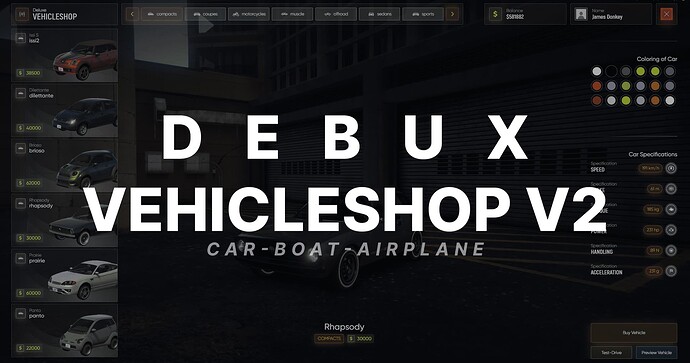 [QB/ESX/QBOX] Vehicleshop V2 (Car - Boat - Aiprlane) Thumbnail